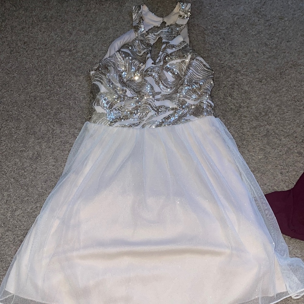 Cream Sparkly Homecoming Dress